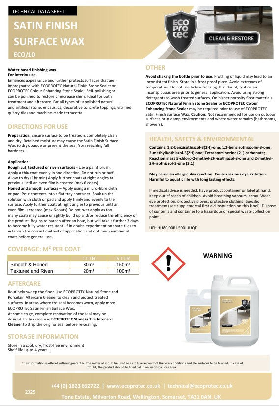 Satin Finish Surface Wax