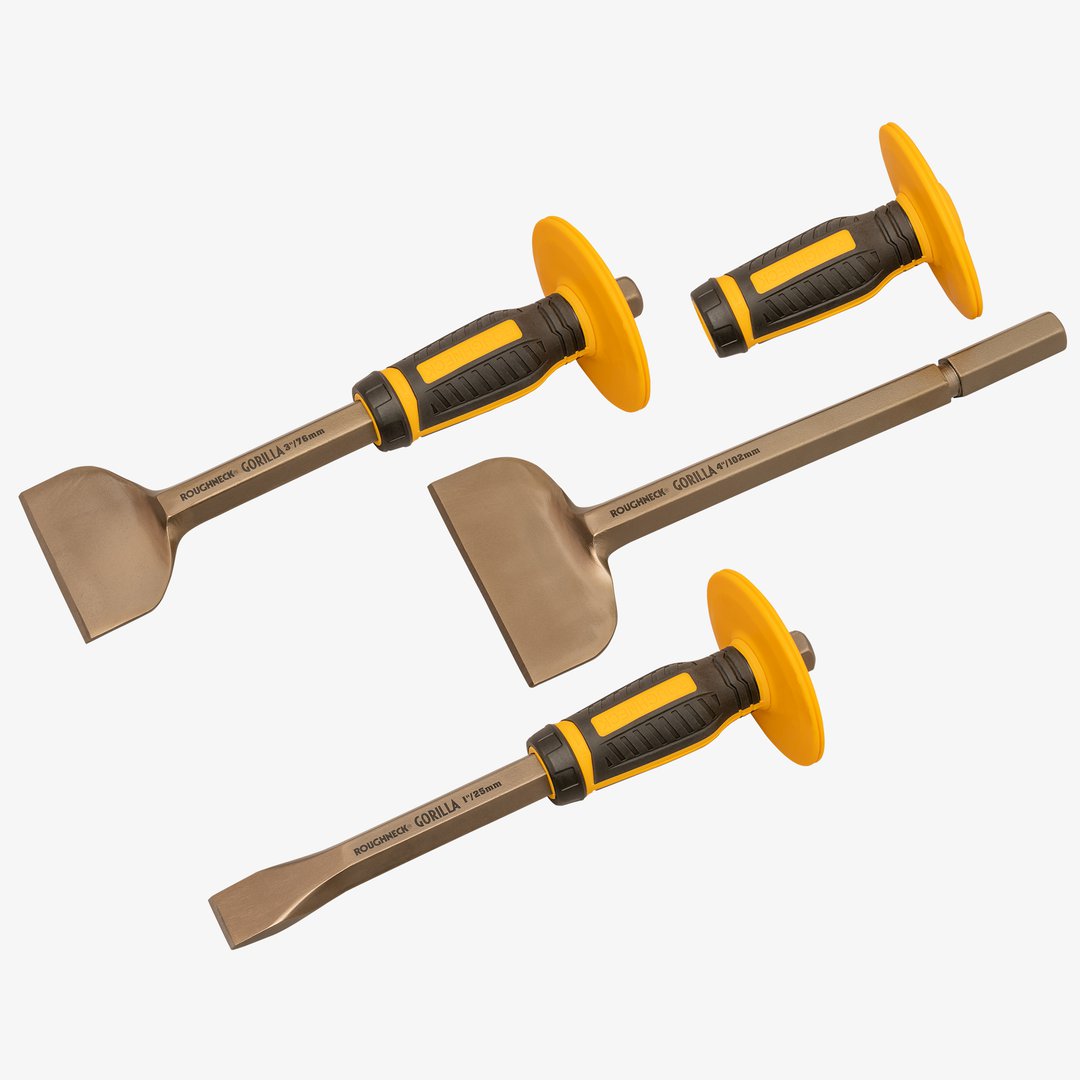 GORILLA BOLSTER AND CHISEL SET WITH NON-SLIP GUARDS - 3 PIECE