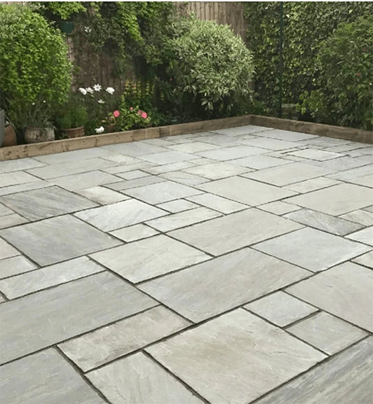 Kandla Grey Indian Sandstone Patio Pack, 22mm Calibrated. (£19.49/m2)