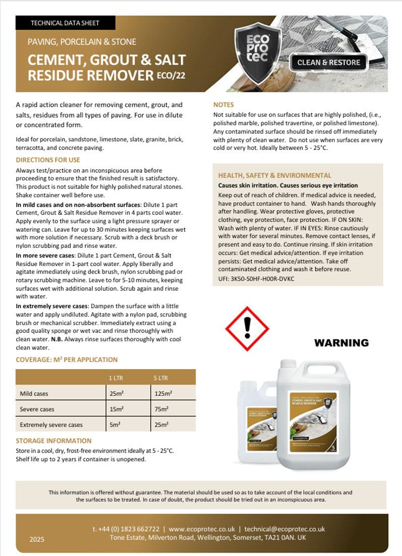 Cement, Grout & Salt Residue Remover (exterior use)