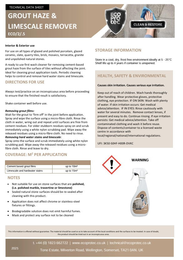 Grout Haze & Limescale Remover (interior cleaner)