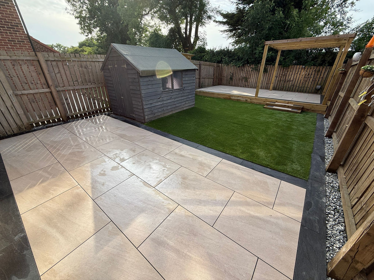 Acmite Beige Outdoor Porcelain Size: 600x900mm Thickness: 20mm (£28/m² )