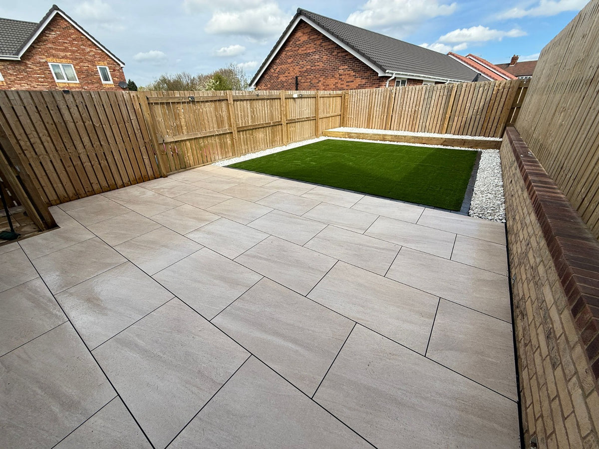 Acmite Beige Outdoor Porcelain Size: 600x900mm Thickness: 20mm (£28/m² )